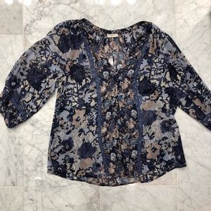 Joie Floral Peasant Blouse Size 0